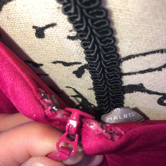 Halston Ruched Fitted Halter Dress - Medium - Red - Picture 8 of 8